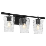 Goodwin Bathroom Vanity Light - Matte Black / Clear Hammered
