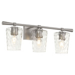 Goodwin Bathroom Vanity Light - Satin Nickel / Clear Hammered