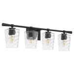 Goodwin Bathroom Vanity Light - Matte Black / Clear Hammered