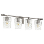 Goodwin Bathroom Vanity Light - Satin Nickel / Clear Hammered