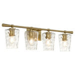 Goodwin Bathroom Vanity Light - Aged Brass / Clear Hammered