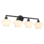 Cassini Bathroom Vanity Light - Matte Black / Satin Opal