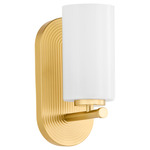Belinder Cylinder Wall Sconce - Aged Brass / White