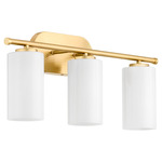 Belinder Bathroom Vanity Light - Aged Brass / White