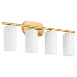 Belinder Bathroom Vanity Light - Aged Brass / White