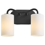 Rutherford Bathroom Vanity Light - Matte Black / Satin Opal