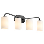 Rutherford Bathroom Vanity Light - Matte Black / Satin Opal