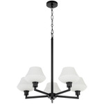 Cassini Chandelier - Matte Black / Satin Opal