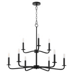 Rutherford Chandelier - Matte Black / Satin Opal