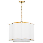 Belinder Fabric Pendant - Brushed Brass / White