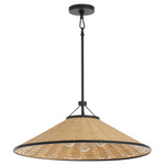 Cona Pendant - Matte Black / Rattan