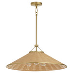 Cona Pendant - Aged Brass / Rattan