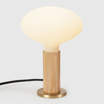 Knuckle Table Lamp with Bulb - Oak / Matte White