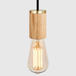 Squirrel Cage Pendant - Oak / Clear Tinted