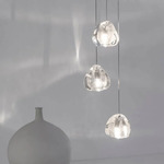 Mizu Round Multi Light Pendant - White / Silver Dust