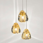 Mizu Round Multi Light Pendant - White / Gold