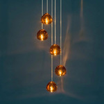 Mizu Round Multi Light Pendant - White / Cognac