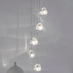 Mizu Round Multi Light Pendant - White / Silver Dust
