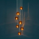 Mizu Round Multi Light Pendant - White / Cognac