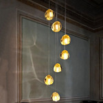 Mizu Round Multi Light Pendant - White / Gold