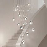 Mizu Round Multi Light Pendant - White / Clear