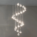 Mizu Round Multi Light Pendant - White / Clear