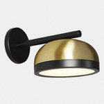 Molly Arm Wall Light - Sand Black Ring / Brushed Brass Dome