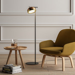 Molly Floor Lamp - Brushed Brass Ring / Copper Dome