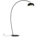 Molly Arc Floor Lamp - Brushed Brass Ring / Sand Black Dome