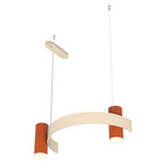 Nastro Curved Pendant - Terracotta Cylinder / Beige