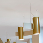 Nastro Curved Pendant - Brushed Brass Cylinder / Beige