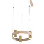 Nastro Ring Chandelier - Brushed Brass Cylinder / Eggshell