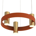Nastro Ring Chandelier - Brushed Brass Cylinder / Terracotta