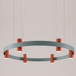 Nastro Ring Chandelier - Terracotta Cylinder / Greenish Grey