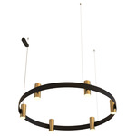 Nastro Ring Chandelier - Brushed Brass Cylinder / Sand Black