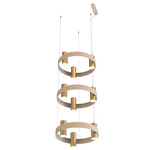 Nastro Tier Chandelier - Brushed Brass Cylinder / Eggshell