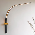 Nastro Extended Wall Light - Brushed Brass Cylinder / Sand Black