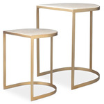 Lindon Nesting Table - Set of Two - Gold / Travertine