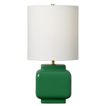 Anderson Short Table Lamp - Green / White Linen