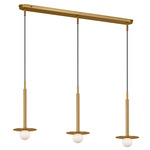 Nodes Linear Multi Light Pendant - Burnished Brass / Milk