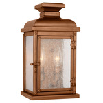 Pediment 2 Light Outdoor Wall Light - Natural Copper / Clear Seeded