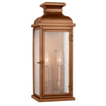 Pediment 2 Light Outdoor Wall Light - Natural Copper / Clear Seeded