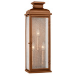 Pediment 3 Light Outdoor Wall Light - Natural Copper / Clear Seeded