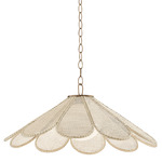 Petal Pendant - Patina Brass / Natural Rattan