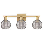 Athens Deco Swirl Bathroom Vanity Light - Brushed Brass / Light Smoke