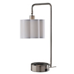 Dover Supercharger Table Lamp - Brushed Steel / White