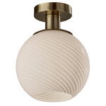 Swirl Ceiling Semi Flush Light - Antique Brass / White Swirl