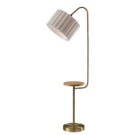 Caldwell Floor Lamp with Shelf - Antique Brass / White