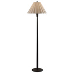 Scallop Floor Lamp - Black Wood / Textured Cream