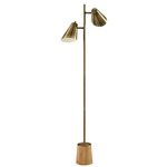 Josephine Floor Lamp - Natural Wood / Antique Brass